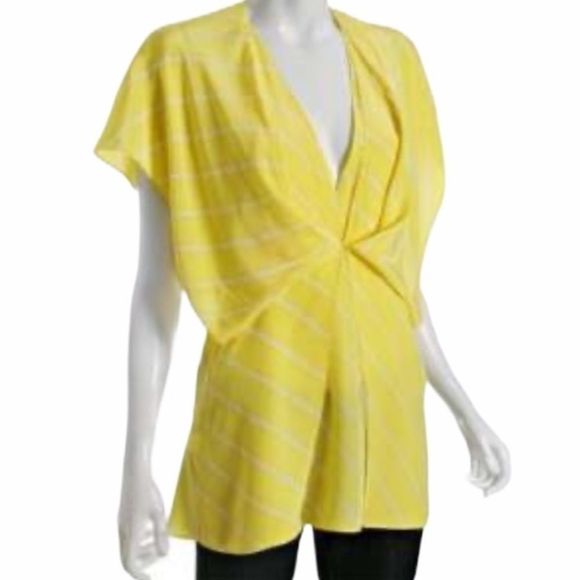 BCBGMAXAZRIA Yellow Silk Dolman Sleeve Blouse - Picture 1 of 5